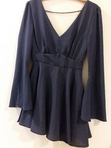 Backless Dress with Bell Sleeves